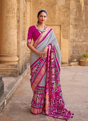 Ceremonial Thread Weaving Patola Silk Saree for Wedding